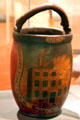 Leather fire bucket by Adroit Fire Club of Salem at Peabody Essex Museum. Salem, MA.