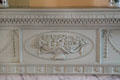 Fireplace mantle carving by Samuel McIntire in parlor of Gardner Pingree House. Salem, MA.