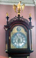 Longcase clock with eagle carved by Samuel McIntire at Peirce-Nichols House. Salem, MA.