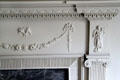 Fireplace front carved by Samuel McIntire in parlor of Peirce-Nichols House. Salem, MA.