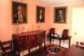 Dining room at Peacefield with portraits of George & Martha Washington. Quincy, MA.