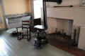 Fireplace & iron stove in washing/ironing room at Peacefield. Quincy, MA.