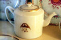 Porcelain coffee pot used by John Adams with federal eagle holding arrows & olive branch at Peacefield. Quincy, MA.