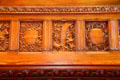 Floral carvings on fireplace in Richardson's wing of Quincy Public Library. Quincy, MA.