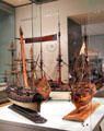 Collection of model historical tall-ships at Museum of Fine Arts. Boston, MA.