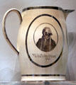 Creamware pitcher with print of George Washington by Herculaneum Pottery of Liverpool, England at Museum of Fine Arts. Boston, MA.