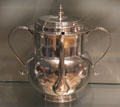 Silver posset pot by Jeremiah Drummer of Boston at Museum of Fine Arts. Boston, MA.