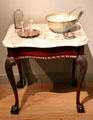 Marble table from New York City with Chinese export punch bowl at Museum of Fine Arts. Boston, MA.