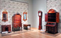 Collection of early American furniture in Pennsylvania styles at Museum of Fine Arts. Boston, MA.