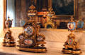 French mantle clock & matching urns in music room at Gibson House Museum. Boston, MA.