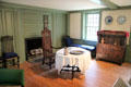 Early 18th C room with oval table, several chairs & joined cupboard at Concord Museum. Concord, MA.