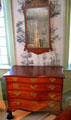 Chest of drawers from Boston & looking glass from England at Concord Museum. Concord, MA.