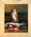 Owl painting by May Alcott in Louisa May Alcott's bedroom at Orchard House. Concord, MA.