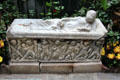 Sarcophagus in courtyard at Hammond Castle Museum. Gloucester, MA.