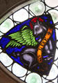 St Luke stained glass window at Hammond Castle Museum. Gloucester, MA.