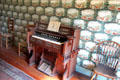 Reed organ in pheasant room at Rev. John Hale House. Beverly, MA.