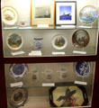 Collection of commemorative china with American themes at Abbot Hall. Marblehead, MA.