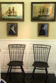 Ship paintings, portraits & sidechairs in office at Jeremiah Lee Mansion. Marblehead, MA.