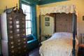 High chest of drawers & four-poster bed at Jeremiah Lee Mansion. Marblehead, MA.