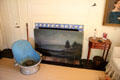 Sitting tin bathtub & painted summer fireplace closure at Jeremiah Lee Mansion. Marblehead, MA