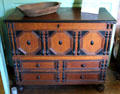 Early Massachusetts chest of drawers at Jeremiah Lee Mansion. Marblehead, MA.