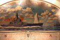 Mural of Battleship 57 in combat in Naval Academy Memorial Hall. Annapolis, MD.