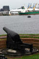 Cannon facing ships in outer Baltimore harbor. Baltimore, MD.