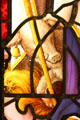 Detail of pig of St Anthony Abbot stained glass window from Stoke Poges, Buckinghamshire, England at Detroit Institute of Arts. Detroit, MI