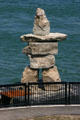 Inukshuk statue in riverside Odette Sculpture Park in Windsor, ON. MI.