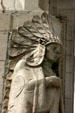 77 Monroe Center Indian with feather headdress carving detail. Grand Rapids, MI