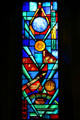 Learning-theme stained glass windows in Alumni Memorial Chapel at Michigan State University. East Lansing, MI.