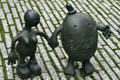 Couple "Rockman" sculpture by Tom Otterness at US Federal Courthouse. Minneapolis, MN.