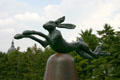 Hare on Bell 1983 by Barry Flanagan at Minneapolis Sculpture Garden. Minneapolis, MN.