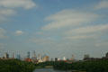 Skyline of Minneapolis over Mississippi River. Minneapolis, MN.