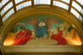 Allegorical mural of three women bearing wings, book & bridle by Kenyon Cox over staircase in Minnesota State Capitol. St. Paul, MN.