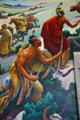 Indians with peace pipe plust bow & arrows on mural by Thomas Hart Benton at Truman Museum. Independence, MO.