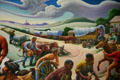 Preparing wagon train to move across Missouri prairies on mural by Thomas Hart Benton at Truman Museum. Independence, MO.