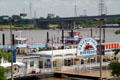 Riverboat tourboat landing at St. Louis on Mississippi River. St. Louis, MO.