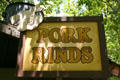 Pork rinds sign at Silver Dollar City. Branson, MO.