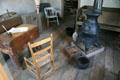 Pot-bellied stove in J.M. Clemens Justice of the Peace Office at Mark Twain Boyhood Home & Museum. Hannibal, MO.