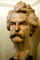 Portrait head of Mark Twain at Mark Twain Museum. Hannibal, MO.
