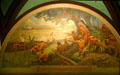 Indian Attack on the Village of St. Louis 1780 mural by Oscar Edmund Berninghaus at Missouri State Capitol. Jefferson City, MO.
