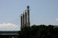 "Sky Stations" sculptures by R.M. Fisher atop supporting pylons of Bartle Hall Convention Center. Kansas City, MO.