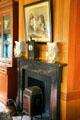 Fireplace with plate warmer in dining room of Manship House. Jackson, MS.