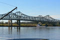 Double steel structures of US Highway 65 Bridge over Mississippi River. Natchez, MS
