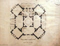 Original blueprint of Longwood second floor level. Natchez, MS.