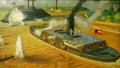 Painting of CSS Arkansas on Yazoo River by Herb Mott at Vicksburg Battlefield Museum. Vicksburg, MS