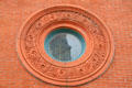 Round terra cotta window of Mississippi River Commission Building. Vicksburg, MS.