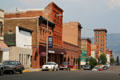 Historic district streetscape along Broadway from Laurenz to Hirbour Blocks. Butte, MT.