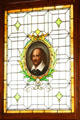 Stained glass Shakespeare window in Moss Mansion library. Billings, MT.